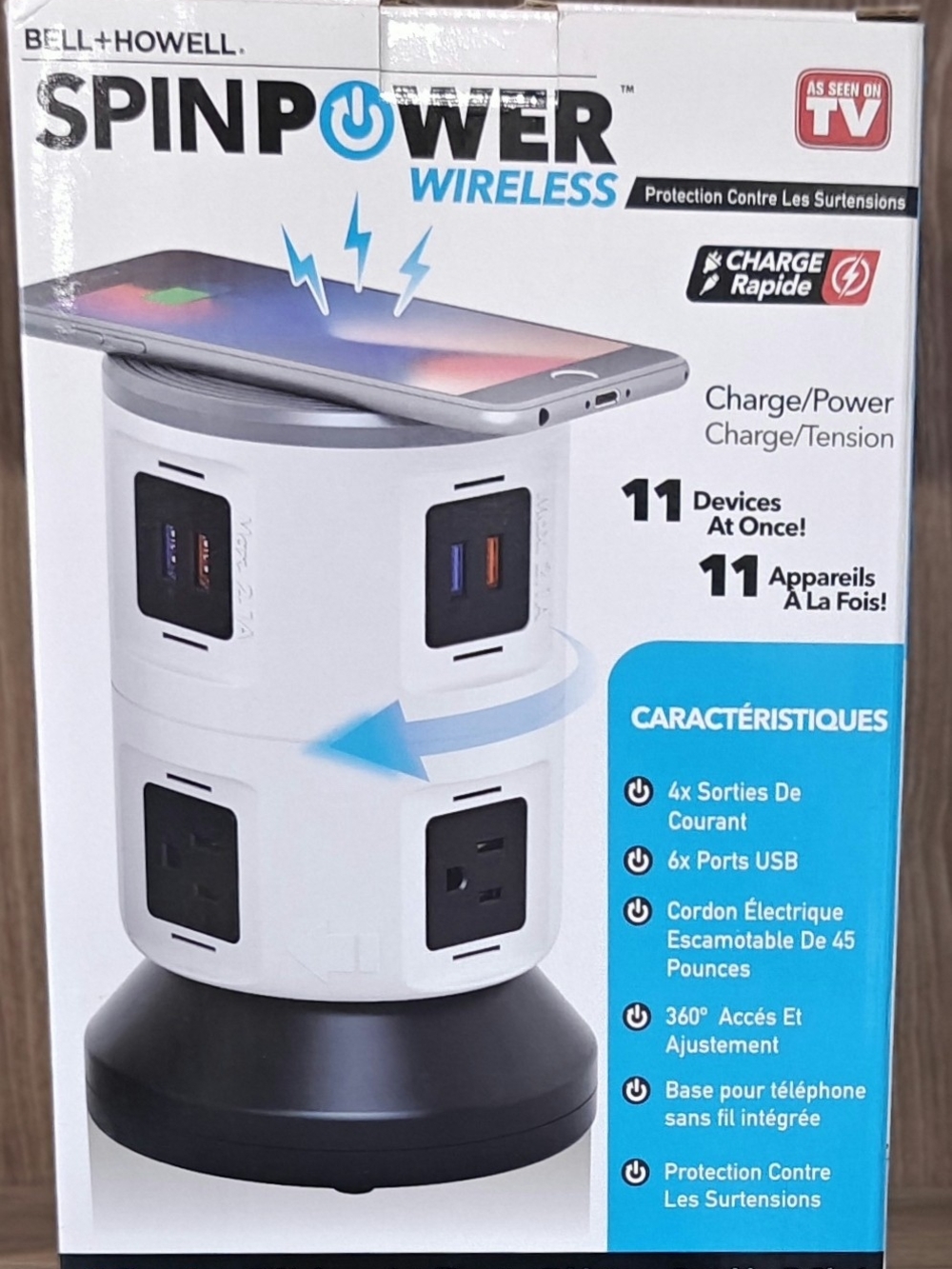 SpinPower Wireless Charging Tower - White